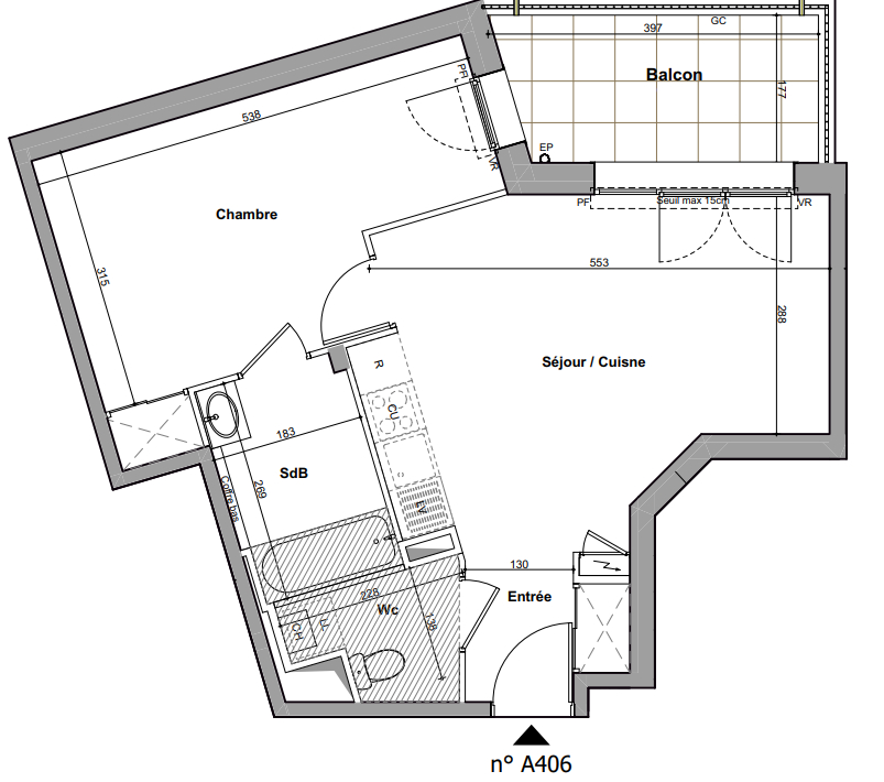 Appartement 2 pièces 46 m² · à Nantes · 45,8 m² · 232 000 €
